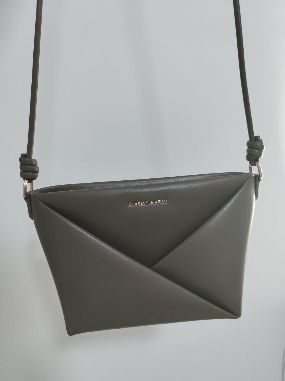 Charles & Keith Olive Green Origami-Inspired Crossbody